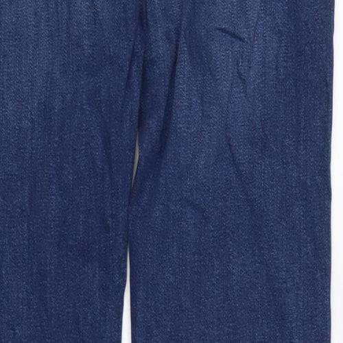 Marks and Spencer Mens Blue Cotton Blend Straight Jeans Size 33 in L33 in Regular Zip