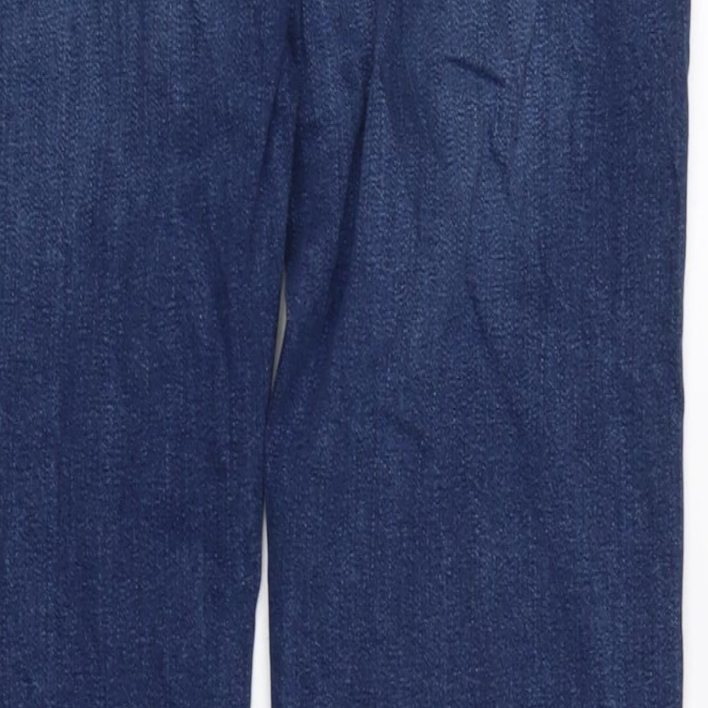 Marks and Spencer Mens Blue Cotton Blend Straight Jeans Size 33 in L33 in Regular Zip