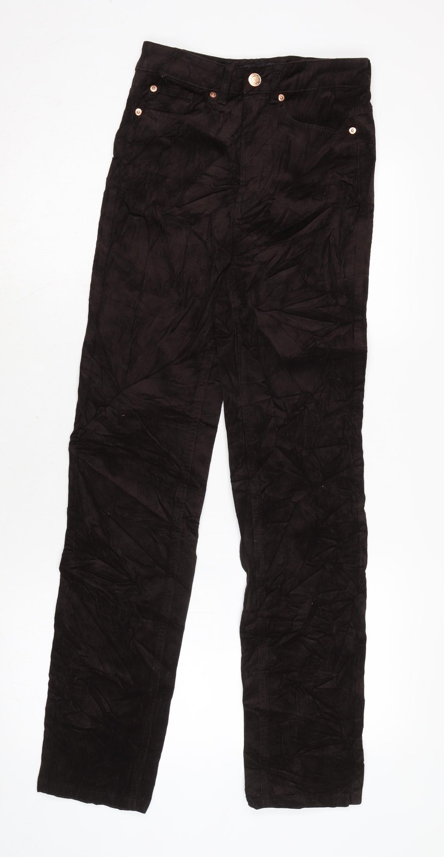 Marks and Spencer Womens Brown Cotton Trousers Size 6 L29 in Regular Zip