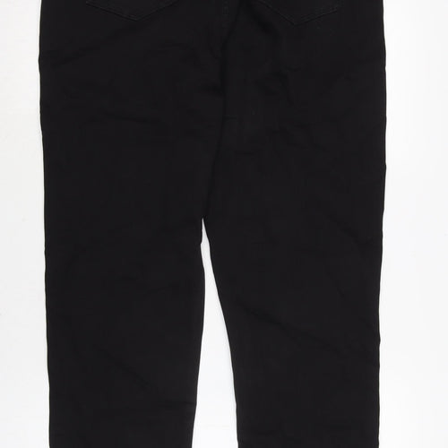Marks and Spencer Womens Black Cotton Blend Straight Jeans Size 20 L30 in Regular Zip