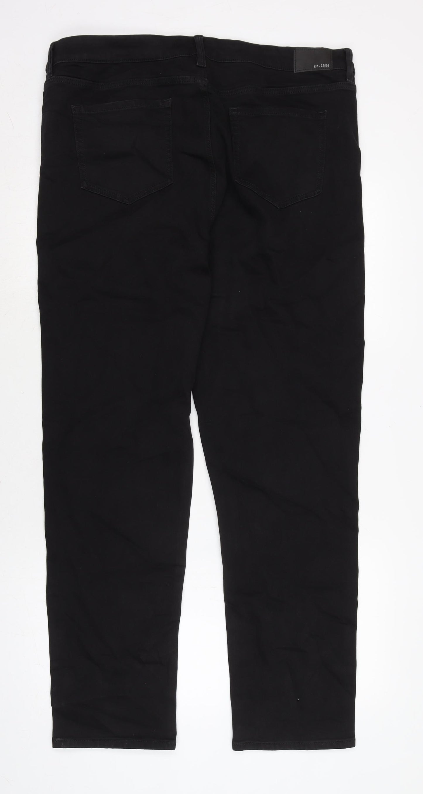 Marks and Spencer Womens Black Cotton Blend Straight Jeans Size 20 L30 in Regular Zip