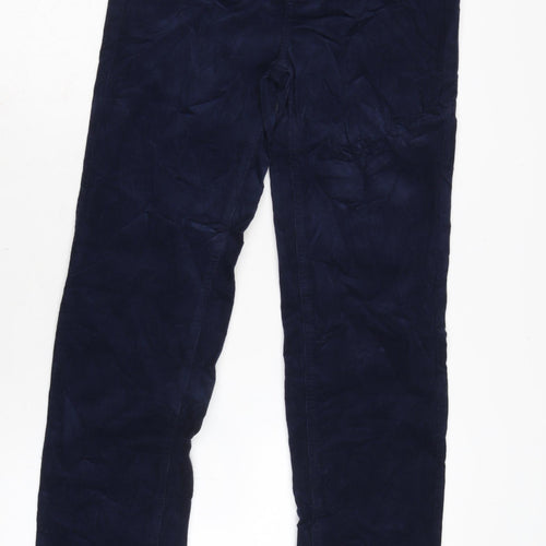 Marks and Spencer Womens Blue Cotton Trousers Size 8 L31 in Regular Zip