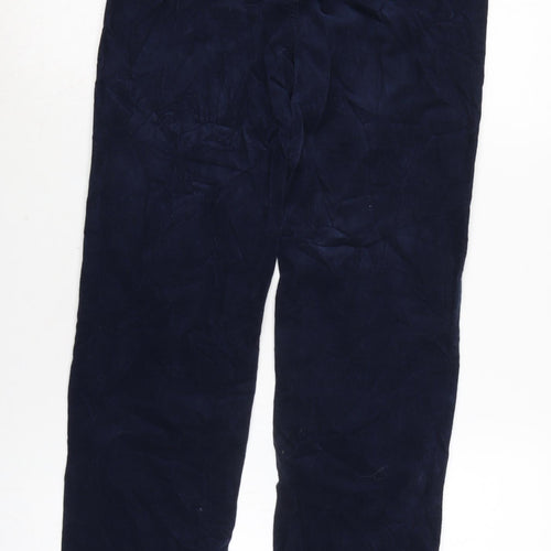 Marks and Spencer Womens Blue Cotton Trousers Size 8 L31 in Regular Zip