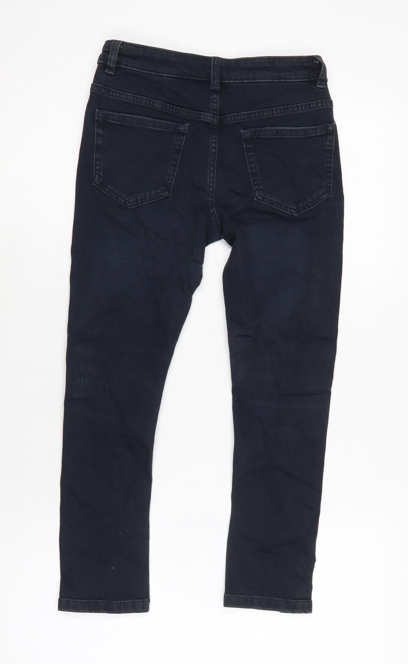 Marks and Spencer Girls Blue Cotton Skinny Jeans Size 8-9 Years L20.5 in Regular Zip