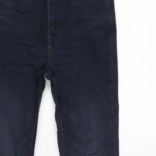 Marks and Spencer Girls Blue Cotton Skinny Jeans Size 8-9 Years L20.5 in Regular Zip