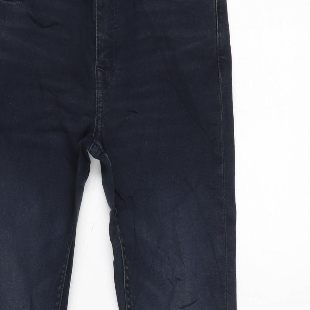 Marks and Spencer Girls Blue Cotton Skinny Jeans Size 8-9 Years L20.5 in Regular Zip