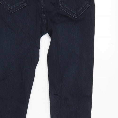 Marks and Spencer Girls Blue Cotton Skinny Jeans Size 8-9 Years L20.5 in Regular Zip