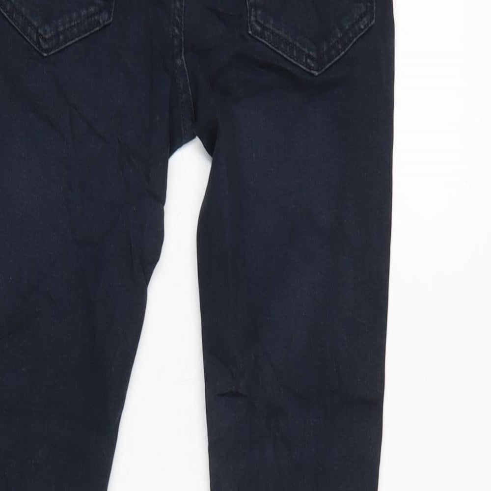 Marks and Spencer Girls Blue Cotton Skinny Jeans Size 8-9 Years L20.5 in Regular Zip