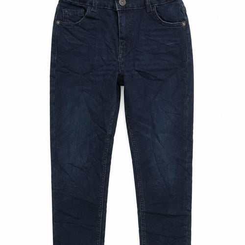 Marks and Spencer Girls Blue Cotton Skinny Jeans Size 9-10 Years L22 in Regular Zip