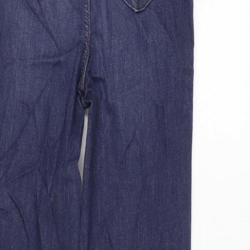 Marks and Spencer Womens Blue Cotton Blend Skinny Jeans Size 6 L25.5 in Regular Zip