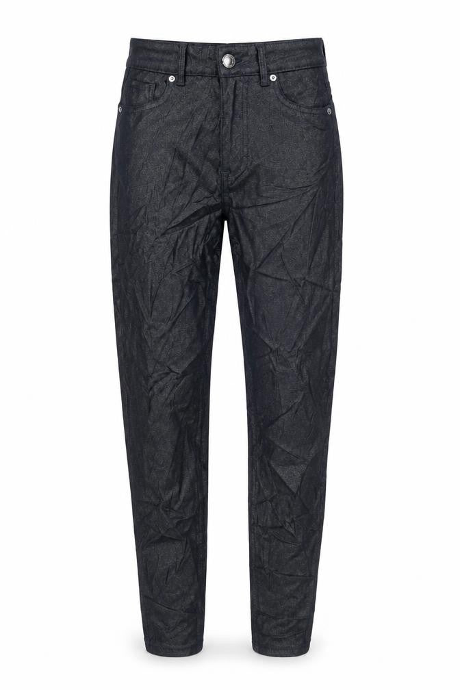 Marks and Spencer Womens Blue Cotton Trousers Size 8 L27.5 in Regular Zip - SHIMMER EFFECT.