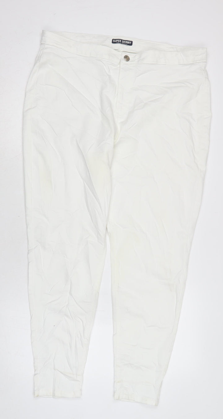 Marks and Spencer Womens White Cotton Blend Skinny Jeans Size 22 L30 in Regular Zip