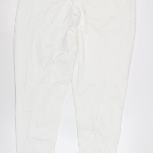 Marks and Spencer Womens White Cotton Blend Skinny Jeans Size 22 L30 in Regular Zip