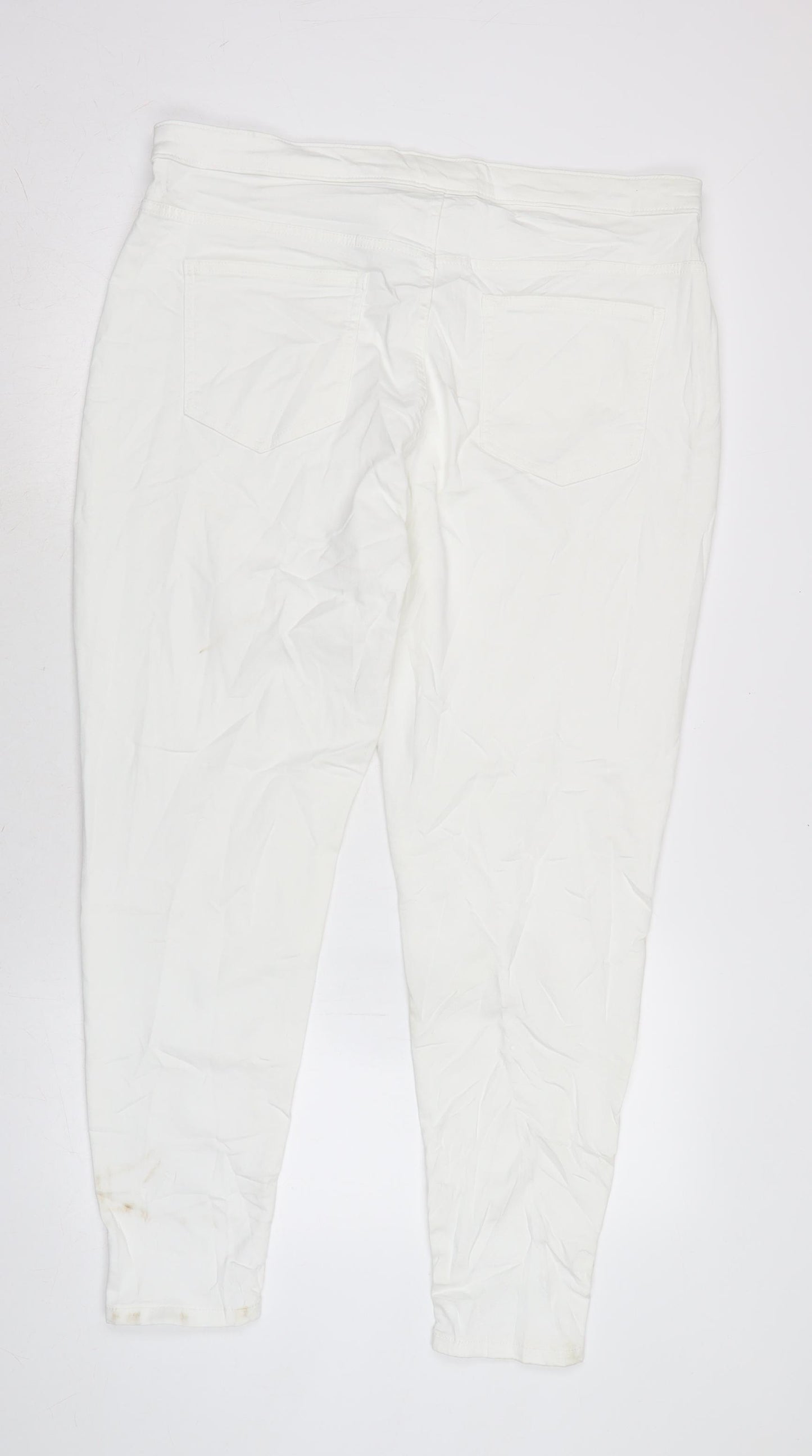 Marks and Spencer Womens White Cotton Blend Skinny Jeans Size 22 L30 in Regular Zip