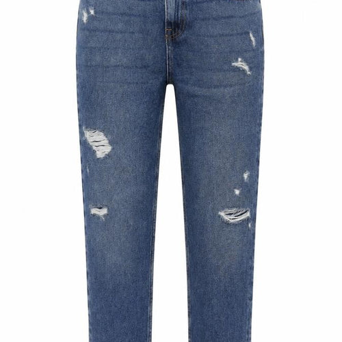 Marks and Spencer Girls Blue Cotton Skinny Jeans Size 14 Years L28 in Regular Zip - Distressed