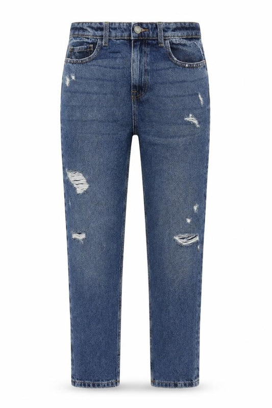 Marks and Spencer Girls Blue Cotton Skinny Jeans Size 14 Years L28 in Regular Zip - Distressed