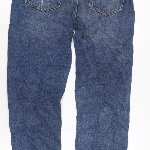 Marks and Spencer Girls Blue Cotton Skinny Jeans Size 14 Years L28 in Regular Zip - Distressed