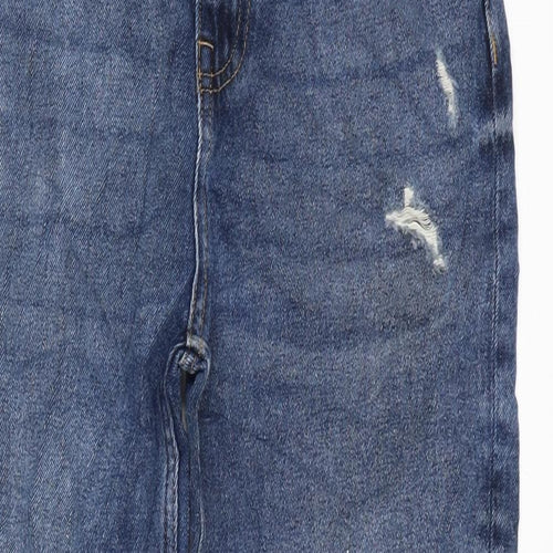 Marks and Spencer Girls Blue Cotton Skinny Jeans Size 14 Years L28 in Regular Zip - Distressed