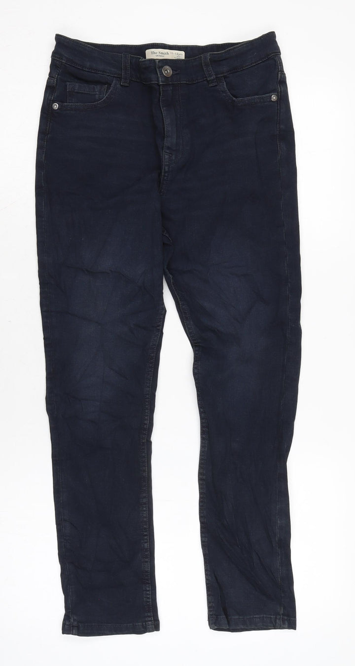 Marks and Spencer Girls Blue Cotton Skinny Jeans Size 11-12 Years L26 in Regular Zip