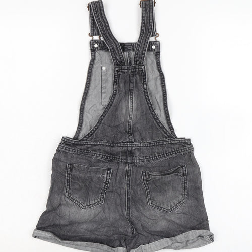 NEXT Girls Grey Cotton Dungaree One-Piece Size 9 Years Snap - PIT TO PIT 7.5I N