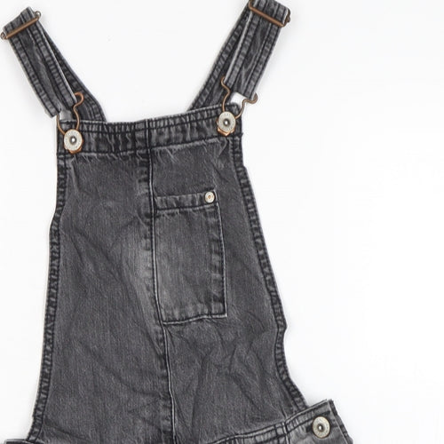 NEXT Girls Grey Cotton Dungaree One-Piece Size 9 Years Snap - PIT TO PIT 7.5I N