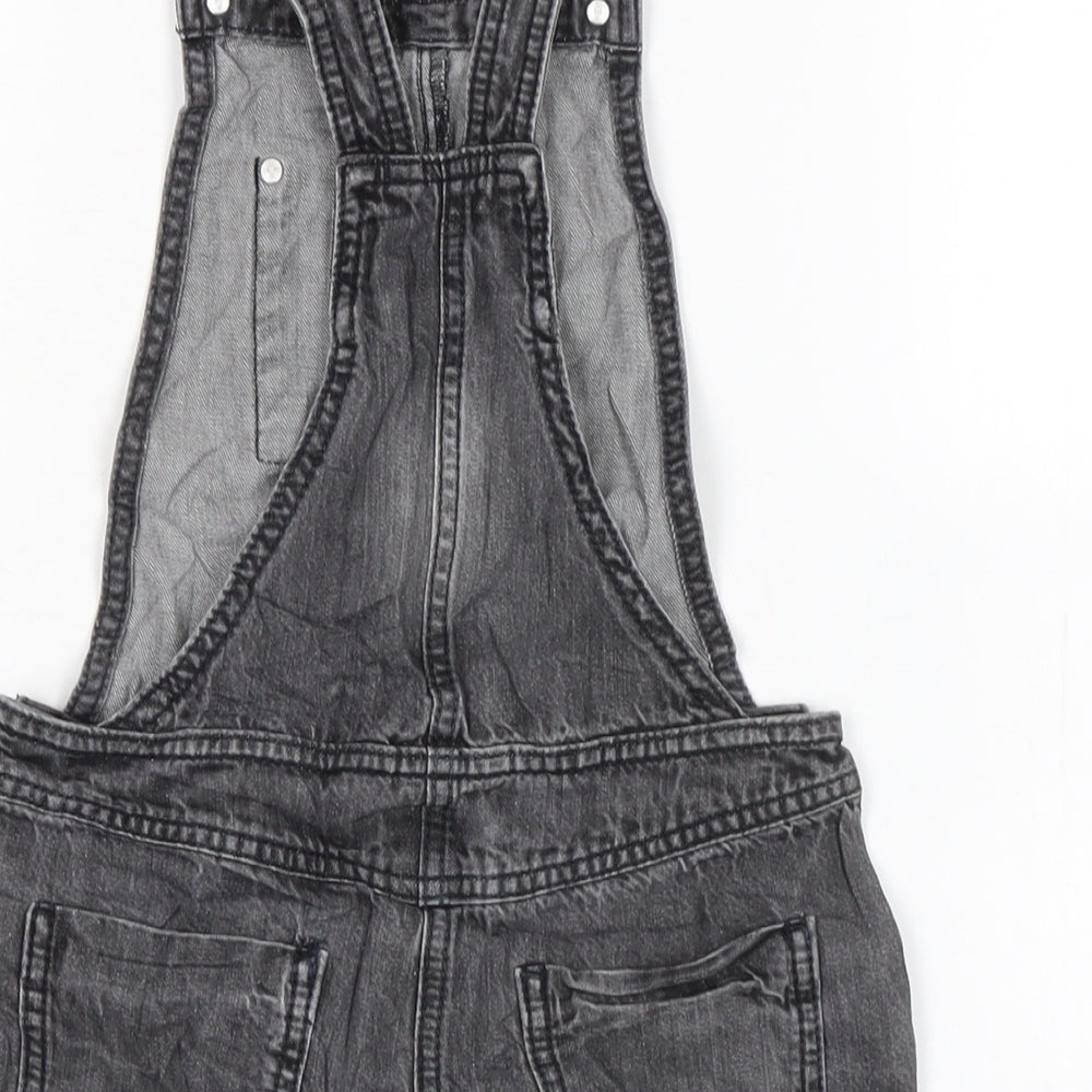 NEXT Girls Grey Cotton Dungaree One-Piece Size 9 Years Snap - PIT TO PIT 7.5I N