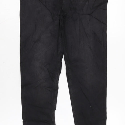 Marks and Spencer Womens Black Cotton Blend Mom Jeans Size 6 L29 in Regular Zip