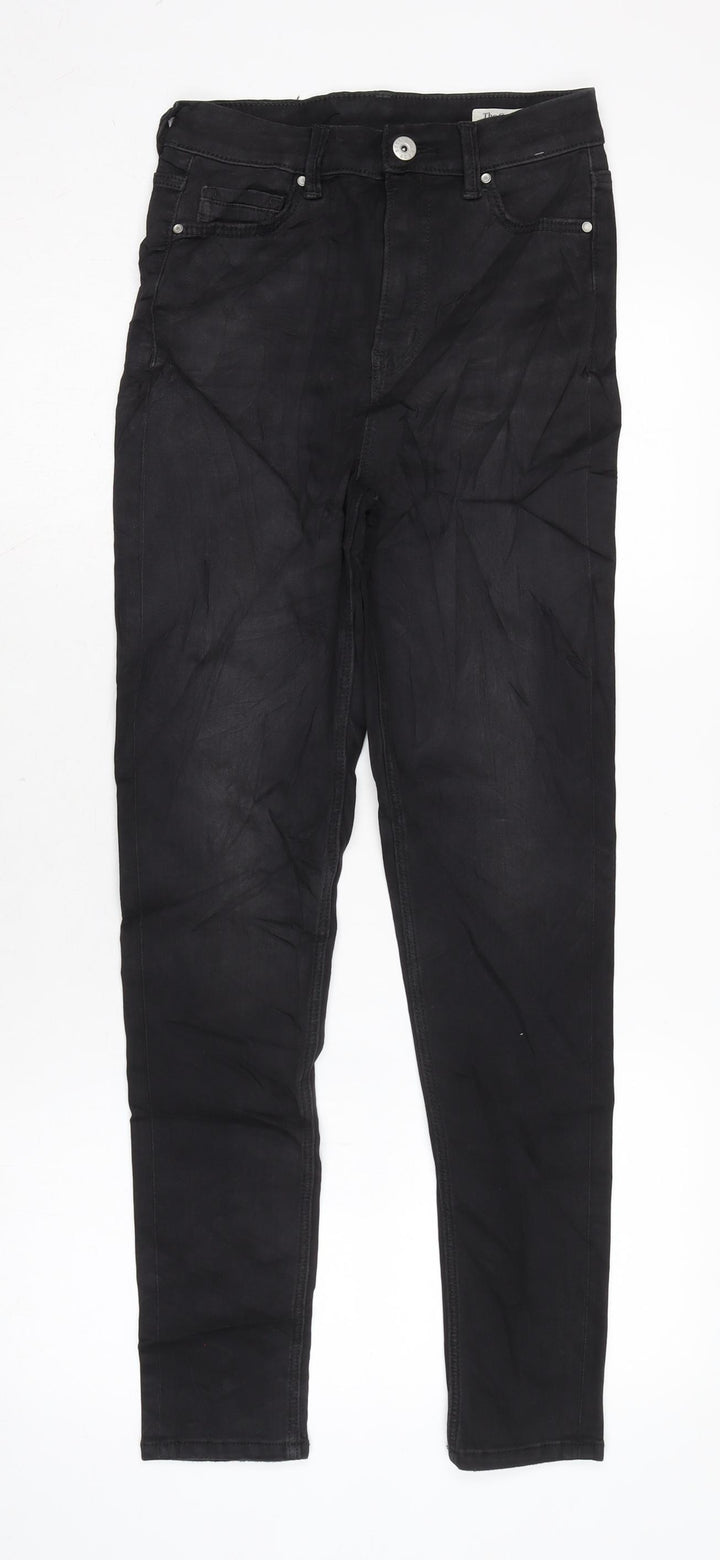 Marks and Spencer Womens Black Cotton Blend Mom Jeans Size 6 L29 in Regular Zip