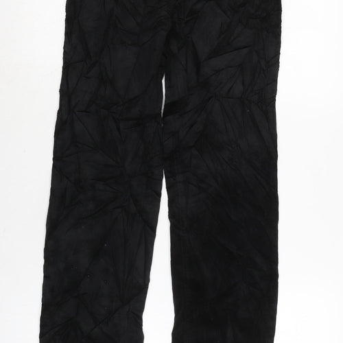 Marks and Spencer Womens Black Cotton Trousers Size 8 L32 in Regular Zip