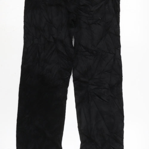 Marks and Spencer Womens Black Cotton Trousers Size 8 L32 in Regular Zip