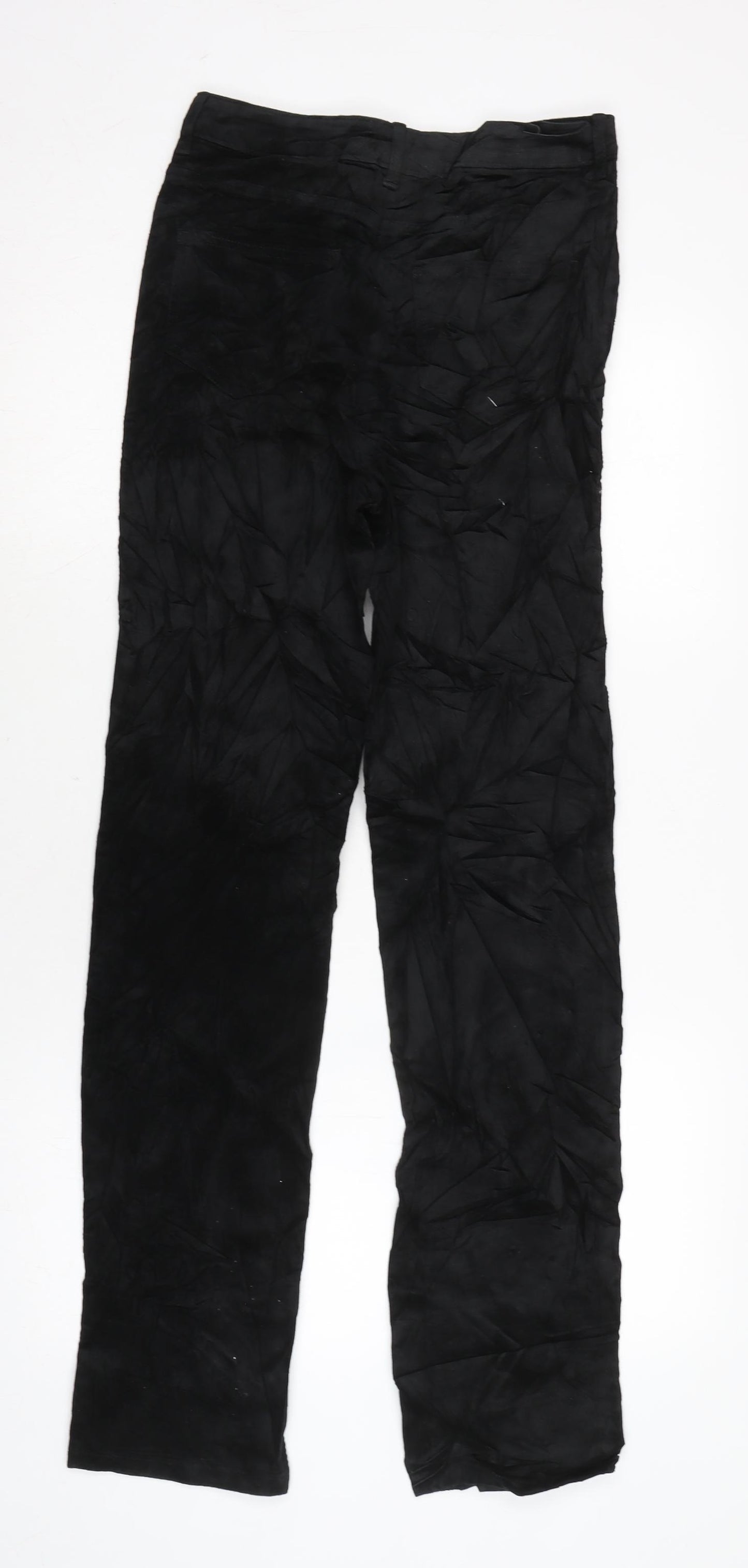 Marks and Spencer Womens Black Cotton Trousers Size 8 L32 in Regular Zip