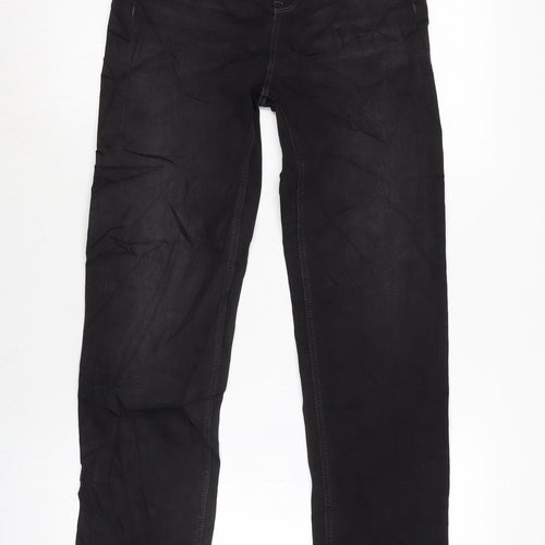 Marks and Spencer Womens Grey Cotton Blend Straight Jeans Size 8 L29.5 in Regular Zip