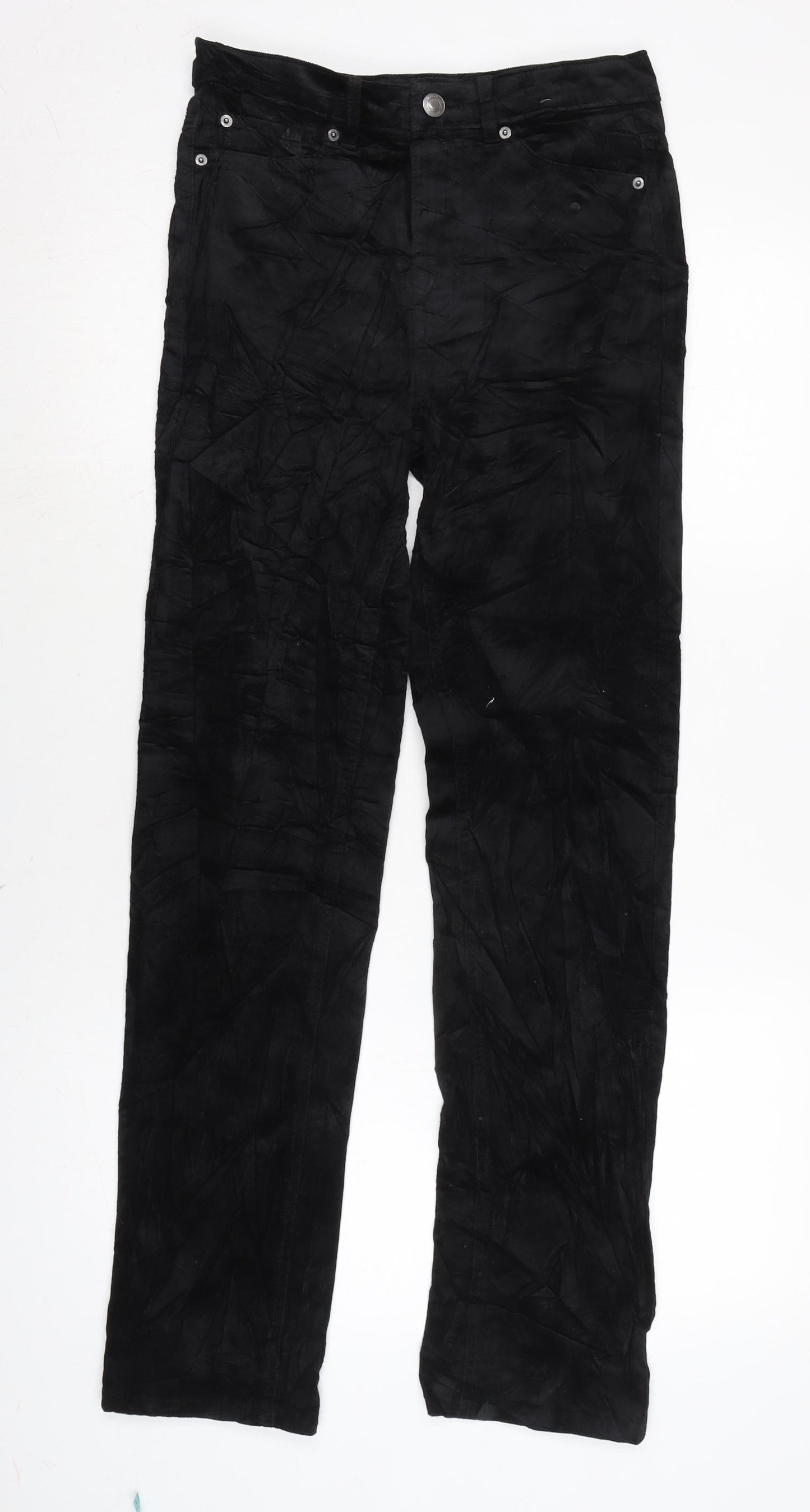 Marks and Spencer Womens Black Cotton Trousers Size 8 L29 in Regular Zip