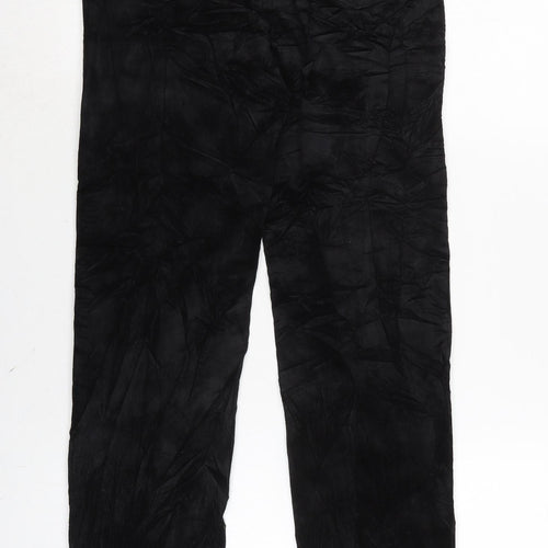 Marks and Spencer Womens Black Cotton Trousers Size 8 L29 in Regular Zip