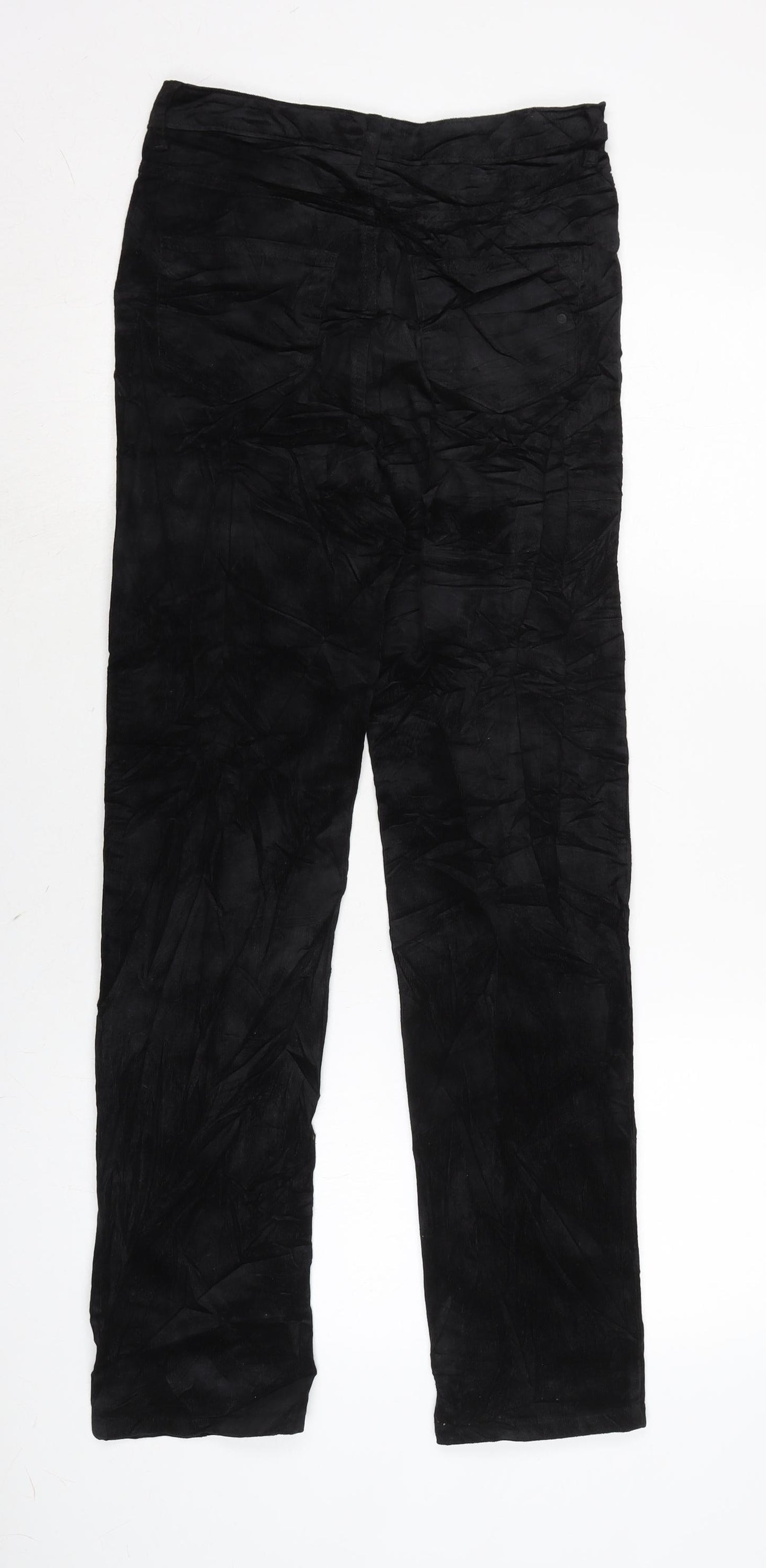 Marks and Spencer Womens Black Cotton Trousers Size 8 L29 in Regular Zip