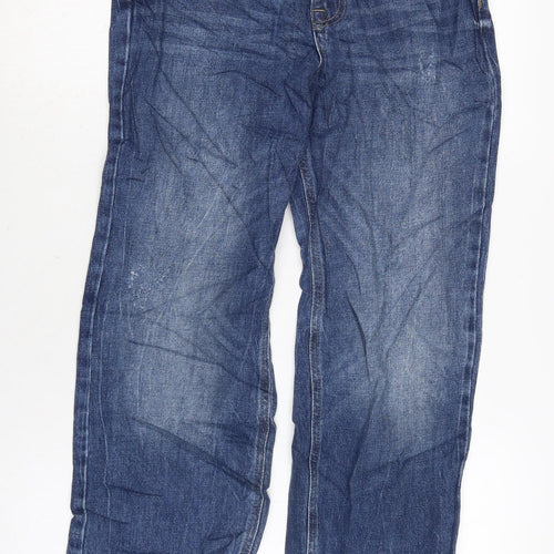 Marks and Spencer Womens Blue Cotton Blend Straight Jeans Size 8 L26 in Regular Zip