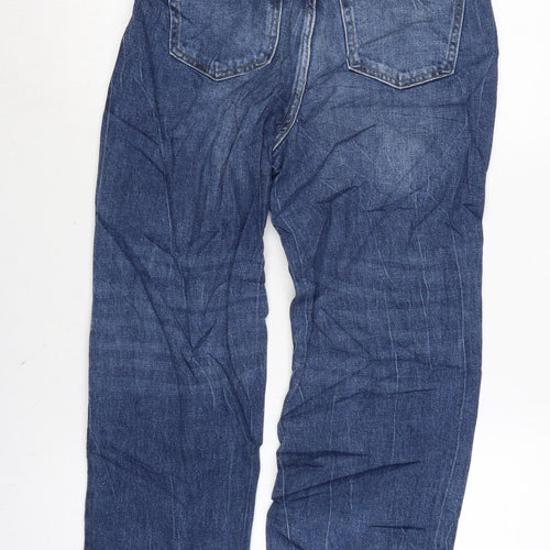 Marks and Spencer Womens Blue Cotton Blend Straight Jeans Size 8 L26 in Regular Zip