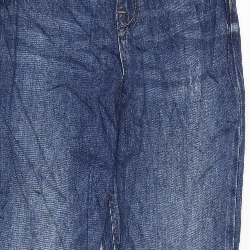 Marks and Spencer Womens Blue Cotton Blend Straight Jeans Size 8 L26 in Regular Zip