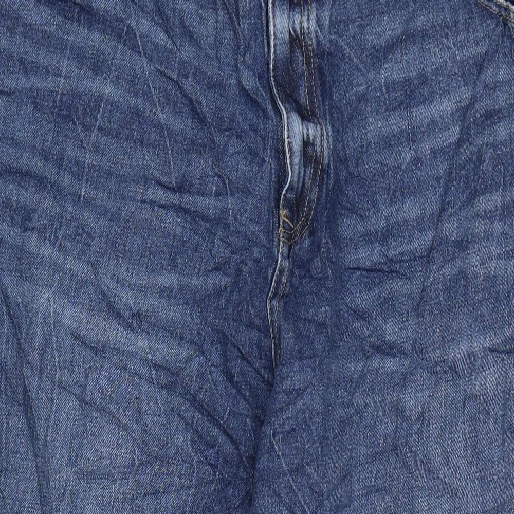 Marks and Spencer Womens Blue Cotton Blend Straight Jeans Size 22 L24.5 in Regular Zip
