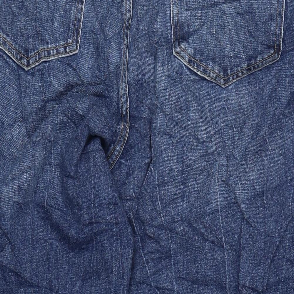 Marks and Spencer Womens Blue Cotton Blend Straight Jeans Size 22 L24.5 in Regular Zip