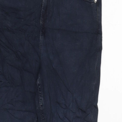 Marks and Spencer Girls Blue Houndstooth Cotton Straight Jeans Size 11-12 Years L24 in Regular Zip