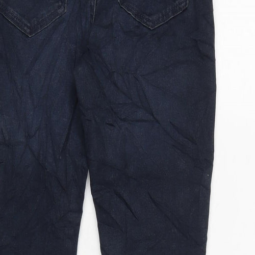 Marks and Spencer Girls Blue Houndstooth Cotton Straight Jeans Size 11-12 Years L24 in Regular Zip