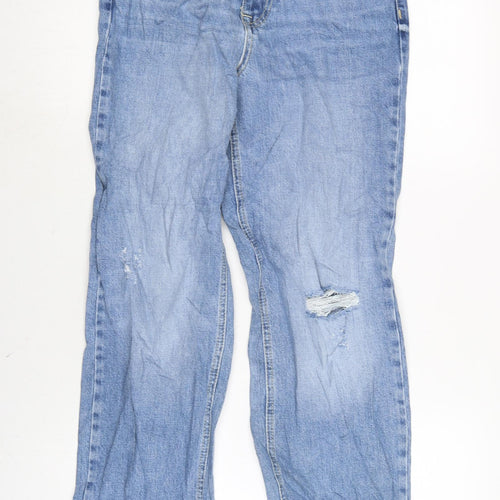 Marks and Spencer Womens Blue Cotton Blend Straight Jeans Size 8 L28 in Regular Zip