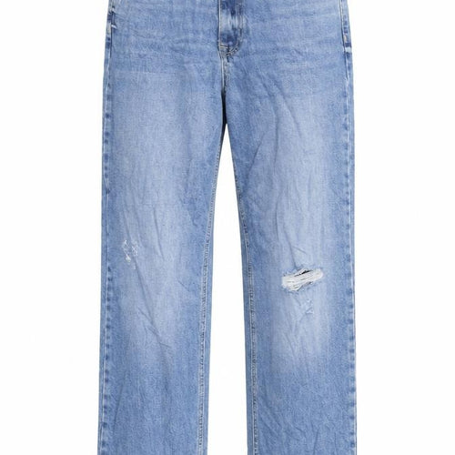 Marks and Spencer Womens Blue Cotton Blend Straight Jeans Size 8 L28 in Regular Zip