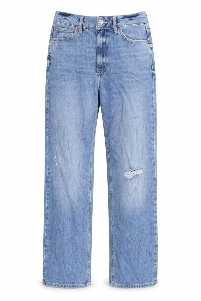 Marks and Spencer Womens Blue Cotton Blend Straight Jeans Size 8 L28 in Regular Zip