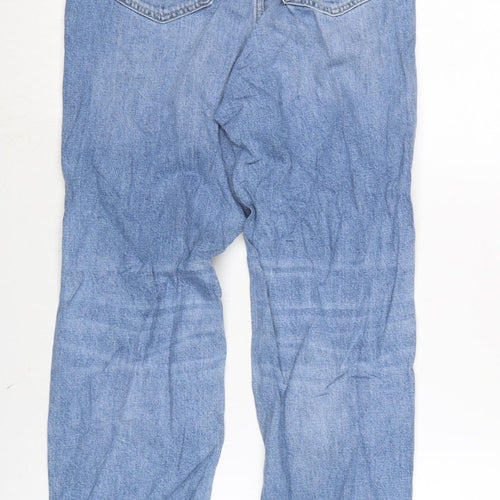 Marks and Spencer Womens Blue Cotton Blend Straight Jeans Size 8 L28 in Regular Zip