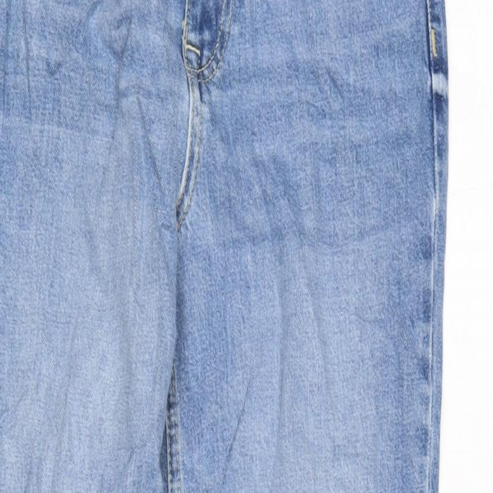 Marks and Spencer Womens Blue Cotton Blend Straight Jeans Size 8 L28 in Regular Zip