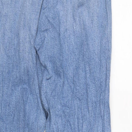 Marks and Spencer Womens Blue Cotton Blend Straight Jeans Size 8 L28 in Regular Zip