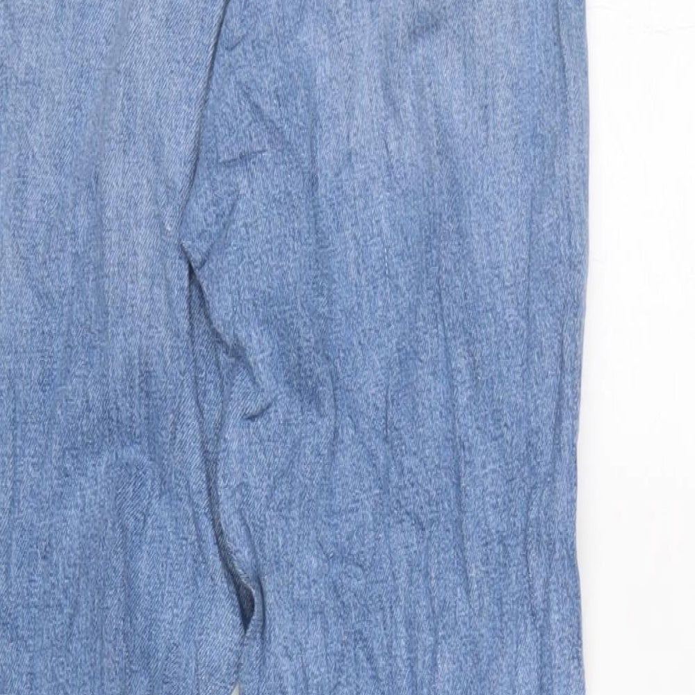 Marks and Spencer Womens Blue Cotton Blend Straight Jeans Size 8 L28 in Regular Zip