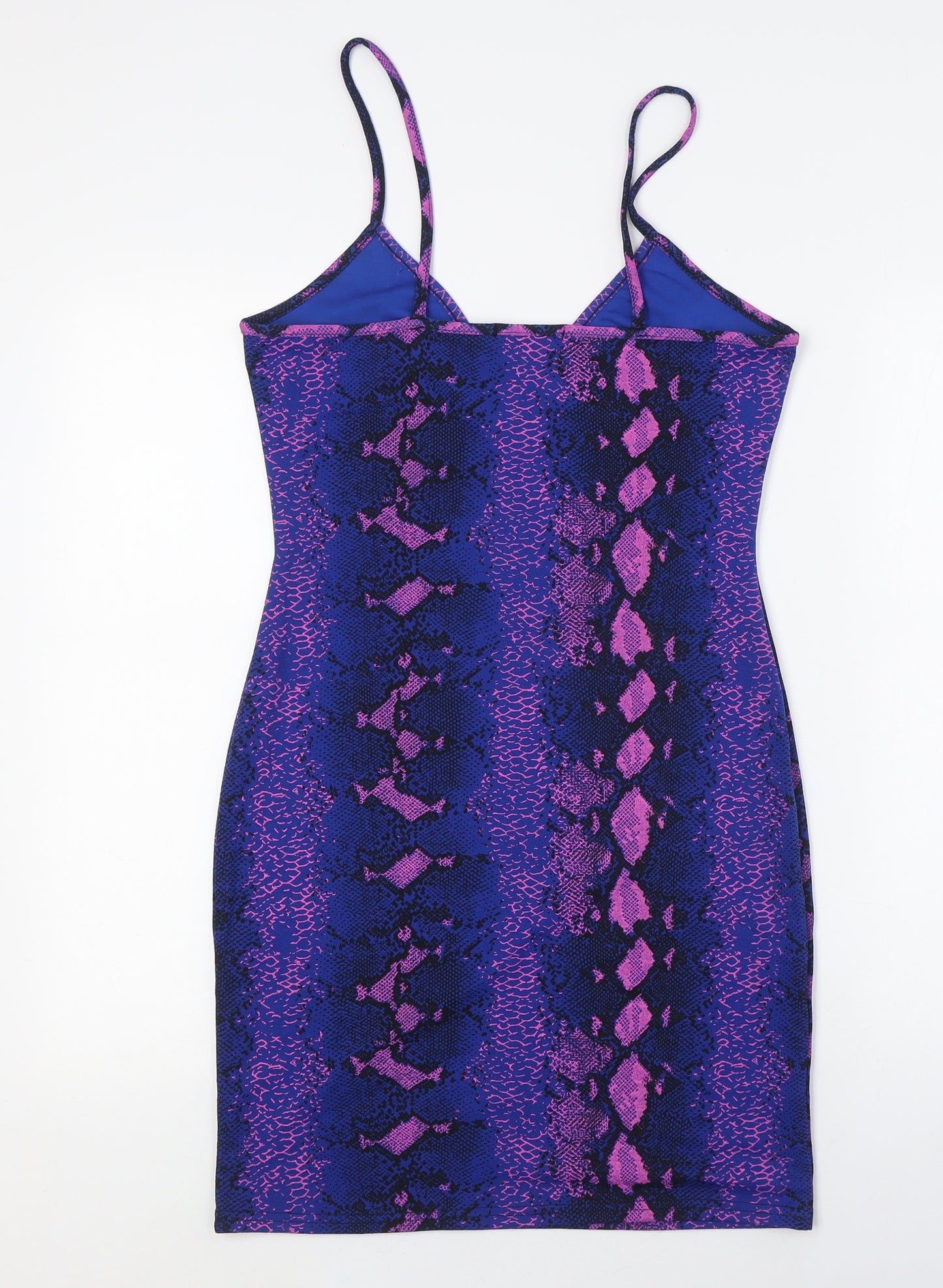 Missguided Womens Blue Animal Print Polyester Bodycon Size 12 V-Neck - Pink